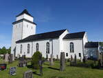 Hokksund, evangelische Haug Kirche, erbaut von 1200 bis 1250 (30.05.2023)
