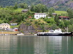 Blick auf den Ort Gudvangen, ein kleiner Ort in der Kommune Aurland am sdlichen Ende des Nryfjords in Norwegen.