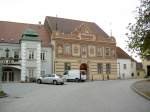 Drosendorf, Rathaus mit Sgraffiti Malereien von August Hoffmann, Rathaus erbaut ab 1560 (18.04.2014)