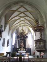 Frauenstein, Hochaltar und Kanzel der Wallfahrtskirche Maria Heimsuchung, erbaut von Marian Rittinger (22.08.2013)