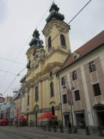 Linz, doppeltrmige Fassade der Ursulinenkirche, erbaut Mitte des 18.