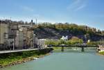 Salzburg - Blick ber die Staatsbrcke auf die Markuskirche im Hintergrund - 25.04.2012