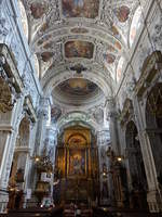 Wien, barocker Innenraum der Dominikanerkirche, Fresken von  Carpoforo Tencalla, Steinmetzarbeiten von Hieronymus Bregno, Deckenbilder von Mathias Rauchmiller (20.04.2019)