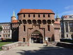 Krakau, Barbakan, Zugang von Florianstor, erbaut von 1498 bis 1499 durch Johann I.