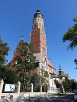 Krakau, Herz Jesu Basilika in der Mikolaja Kopernika Strae, erbaut von 1912 bis 1921 (04.09.2020)