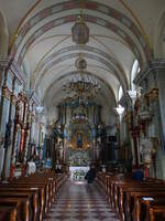 Markowice, Innenraum der Klosterkirche unseren lieben Frau, erbaut 1710 durch den Karmeliter Orden (13.06.2021)