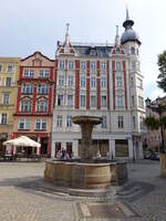 Swidnica / Schweidnitz, Brunnen und Gebude am Rynek Platz (11.09.2021)