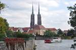 WROCŁAW, 09.10.2012, Blick ber die Oder auf den Dom