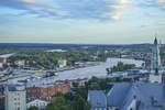 Blick auf die Oder vom Aussichtsturm der Jakobikirche (Katedra Świętego Jakuba) in Stettin / Szczecin.