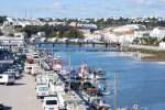 TAVIRA (Concelho de Tavira), 24.01.2007, Blick von der Autobrcke auf den Rio Gilo und den Stadthafen