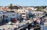 TAVIRA (Concelho de Tavira), 24.01.2007, Blick von der Autobrcke auf den Rio Gilo und den Stadthafen