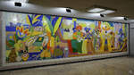 Ein Fliesenbild in einer Metrostation in Lissabon.