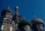 Einige der Zwiebeltrme der Basilius-Kathedrale auf dem Roten Platz in Moskau im September 1981