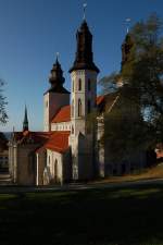 Domkirche in Visby mit der Ostsee im Hintergrund.