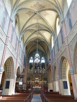 Floda, Mittelschiff der neugotischen Basilika, Kanzel von 1662 (14.06.2016)