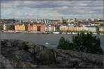 Blick vom Felsen des Skinnarviksparken auf Sdermal ber den Riddarfjrden nach Kungsholmen.