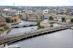 Blick auf die Eisenbahnbrcke Centralbron vom Stockholmer Rathausturm (Stadshuset).