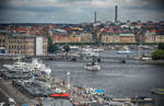 Blick auf Stockholm und den Mlaren von der Aussichtsplattform am Restaurant Gondolen.