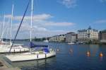 Hrnsand, Hafen am der Mndung des Angermanlvs Fluss mit lstanbcken Viertel (07.07.2013)