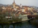 Baden, Altstadt mit Kirche und Stadtturm, Kanton Aargau (25.03.2012)