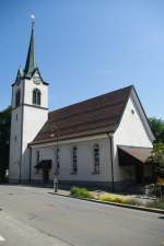 Urnsch, Reformierte Kirche, erbaut 1641, Turmerhhung von 1866 bis 1867,   Kanton Appenzell (21.08.2011)