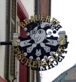 Basel, Restaurant und Brauerei  Fischerstube  in Kleinbasel, gegründet 1974, Juni 2015