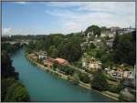 Blick von der Kornhausbrcke in Bern auf die Aare.