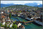 Ausblick von der Stadtmauer auf die Altstadt von Luzern.