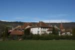 Blick auf Le Landeron mit dem Chasseral im Hintergrund; 20.02.2016