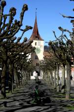 Blick zum Stadttor von Le Landeron; 20.02.2016