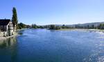 Stein am Rhein, Blick von der Rheinbr�cke  auf das Westende des Untersees mit der Insel Werd, Sept.2026