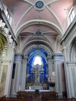Verscio, San Fedele Kirche, barocker Marmoraltar von 1743 (08.04.2012)