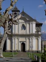 Locarno, San Giovanni Battista Kirche im Stadtteil Solduno, erbaut von 1778 bis   1789, Barockbau (09.04.2012)