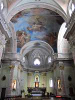 Locarno, San Giovanni Battista Kirche, Hochaltar von 1794, Malereien von 1848,   im Chor Stukkaturen von 1630 (09.04.2012)