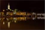 Romanshorn und sein Hafen bei Nacht.