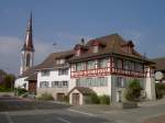 Stettfurt, Dorfstrae mit Rathaus und Ref.