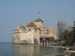 Die Sdostansicht des Chteau de Chillon.