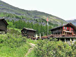 Zermatt, Bergrestaurant Blatten, lteste bewirtschaftete Berghtte in Zermatt, seit 1850, im Weiler Blatten auf 1740 Meter Hhe   - 17.06.2010