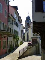 Eglisau, Blick von der Obergass zur Stadtkirche, Aug.2013