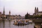 Zrich und Limmat von der Quaibrcke aus gesehen.