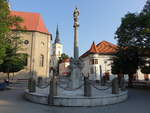 Pezinok, Dreifaltigkeitssule am Radnicne Namesti (29.08.2019)