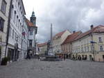 Ljubljana, Rathaus und historische Gebude am Mestni Platz (04.05.2017)