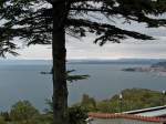 Blick auf den Golf von Triest und rechts die slowenische Stadt Izola, Okt.2004