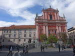 Ljubljana, Maria Verkndigung Kirche am Preserenplatz, erbaut von 1646 bis 1660.