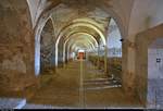 Blick in die Kavallerie-Stallung im Castell de Sant Ferran in Figueres (E), das grte Bauwerk Kataloniens und die grte Festung Europas aus dem 18.