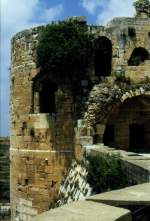 Teil der Burgruine des Crac des Chevaliers in Syrien im Mai 1989.