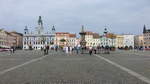 Česk Budějovice, Hauptplatz Namesti Otakara mit barockem Rathaus (26.05.2019)