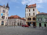 Česk Budějovice, historische Gebude in der Cerne Veze Strae (26.05.2019)
