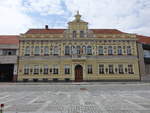 Milevsko, neues Rathaus, errichtet von 1901 bis 1902 im Stil der Neorenaissance (27.05.2019)