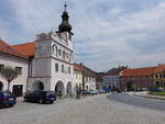 Volyne, historisches Rathaus am Namesti Svobody, erbaut von 1521 bis 1529 (25.05.2019)